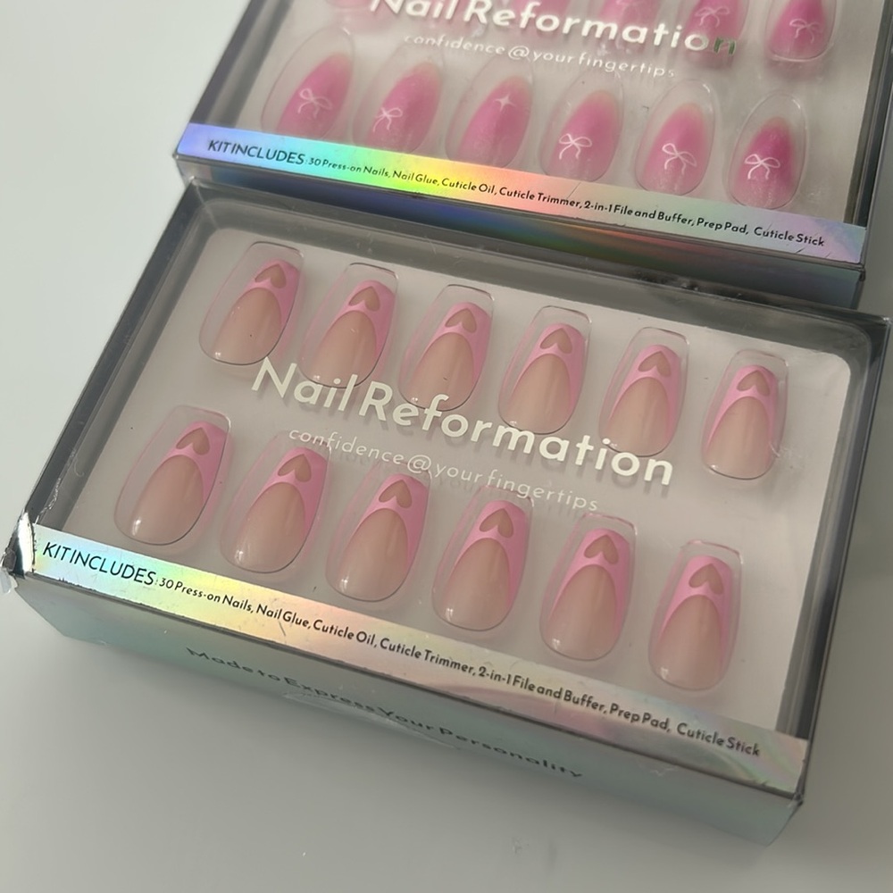 Pink Coquette Hearts Nail Reformation Press on Set Kit - Picture 2 of 4